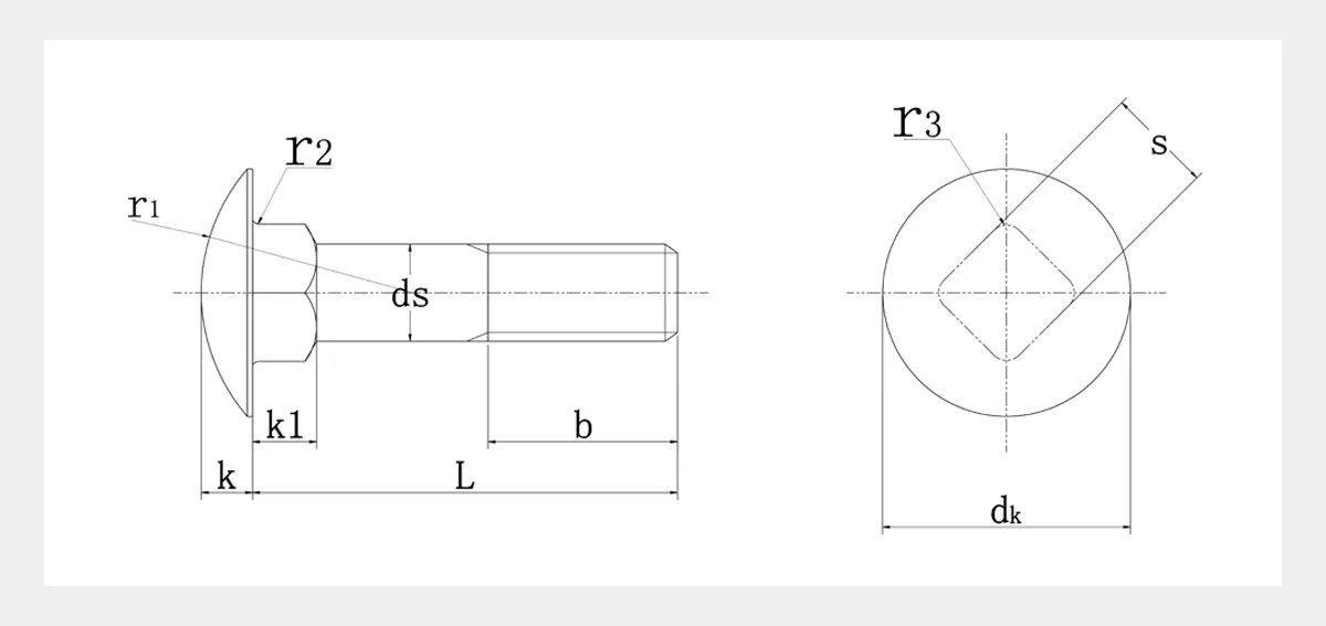 Round Head Square Neck Bolt 2D